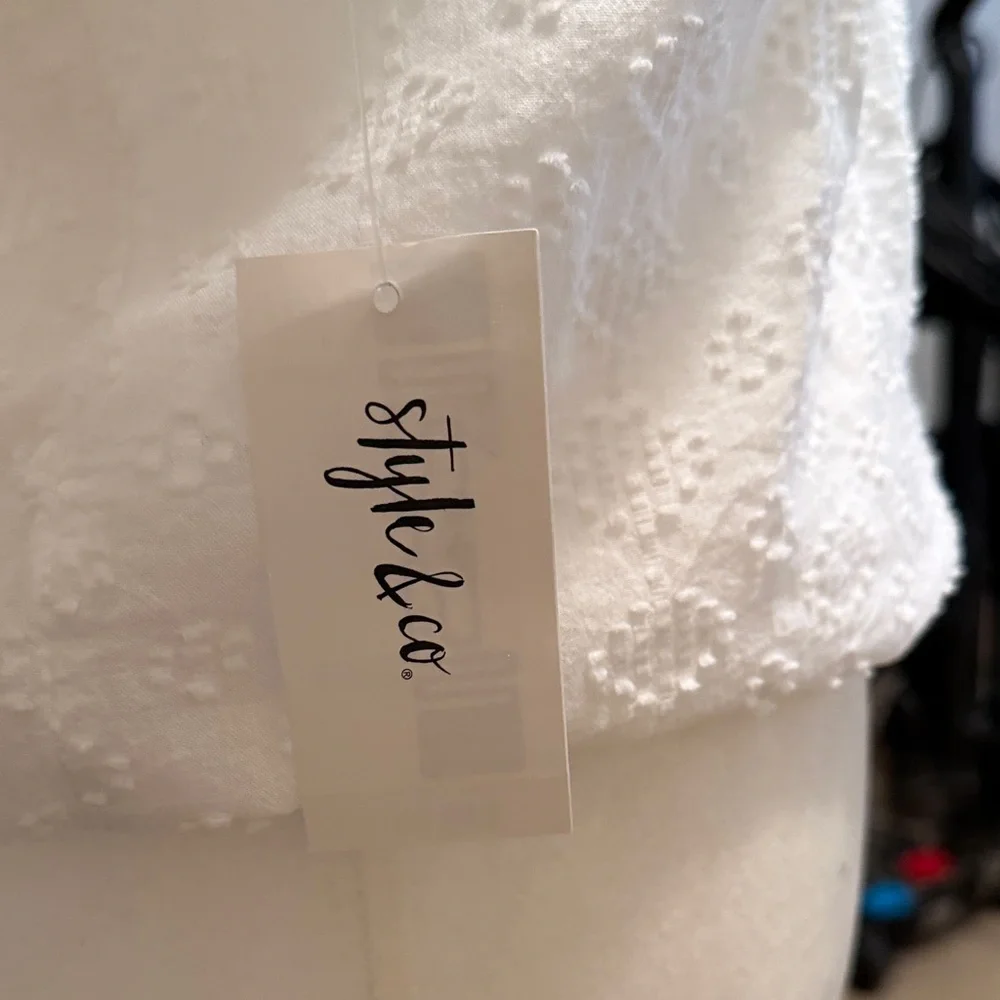 Style & Co. Cream Button-Down Blouse - Picture 4 of 8